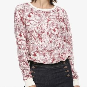 Harry Potter Hogwarts Sketch Red White Cinch Waist SweatShirt